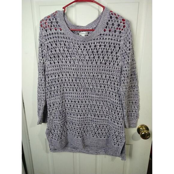 Croft And Barrow Purple Open Knit Tunic Slit Side Sweater. Size XL - Picture 1 of 11